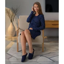 Prenatal Zapatillas de casa azul marino en pana con suela antideslizante* Premamá·Íntimo Y Noche