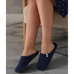 Prenatal Zapatillas de casa azul marino en pana con suela antideslizante* Premamá·Íntimo Y Noche