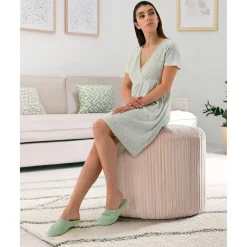 Prenatal Zapatillas verdes de canalé con pequeño corazón* Premamá·Íntimo Y Noche